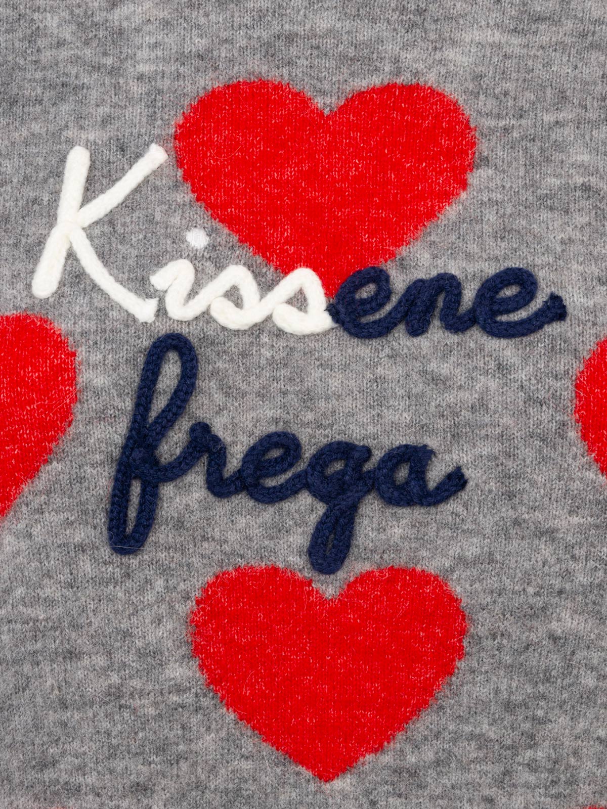 Woman grey sweater New Queen Kissene frega embroidery - Image 6