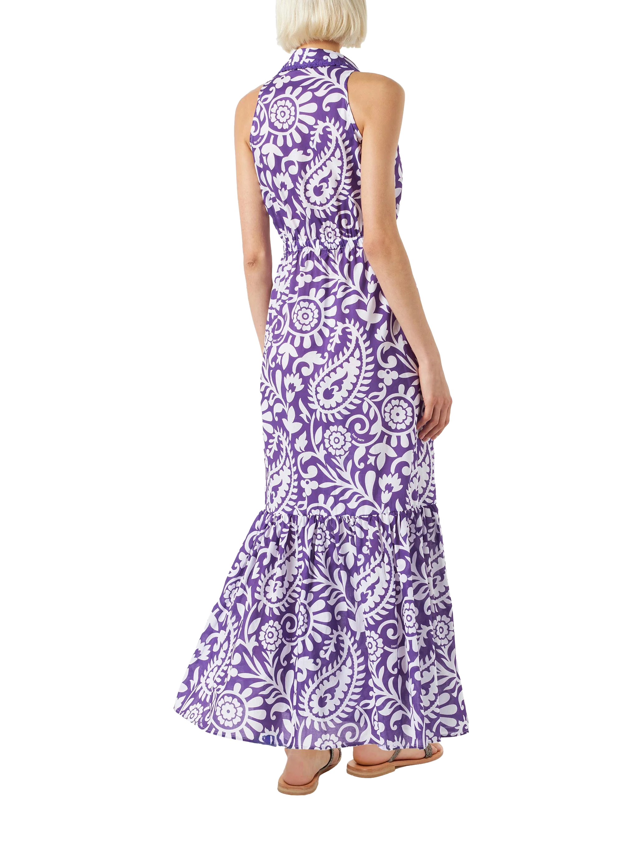 Woman halterneck dress with paisley print - Image 2