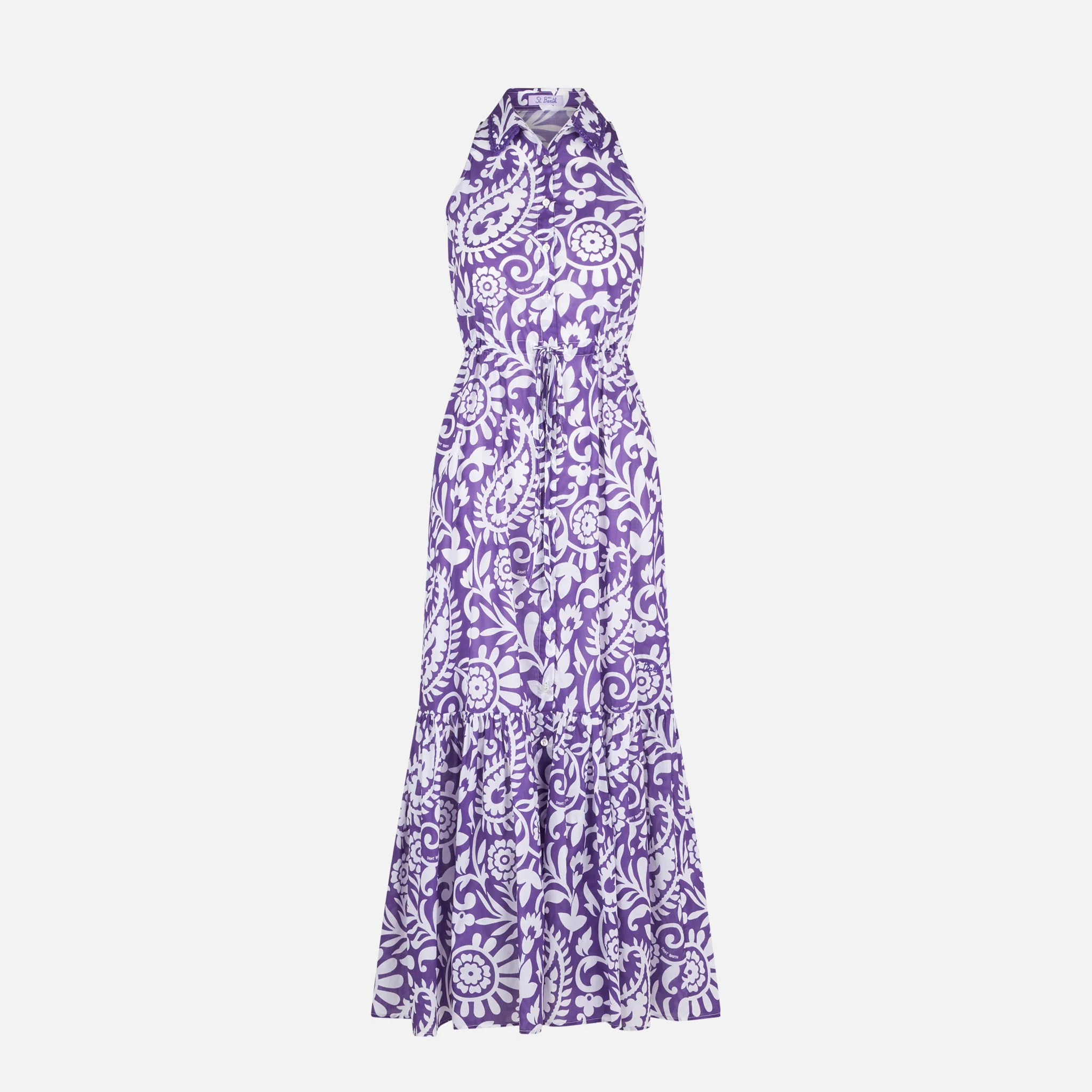 Woman halterneck dress with paisley print - Image 4