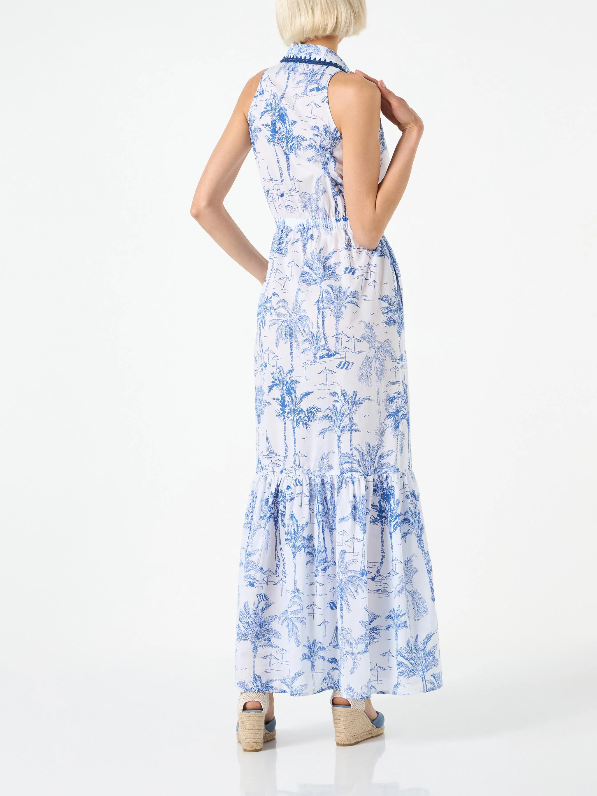 Woman halterneck dress with toile de jouy print - Image 2