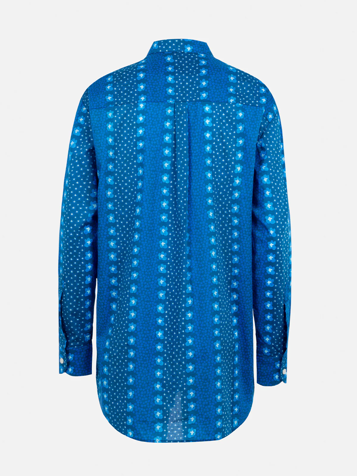 Woman cotton shirt Brigitte with indigo flower print - Image 6