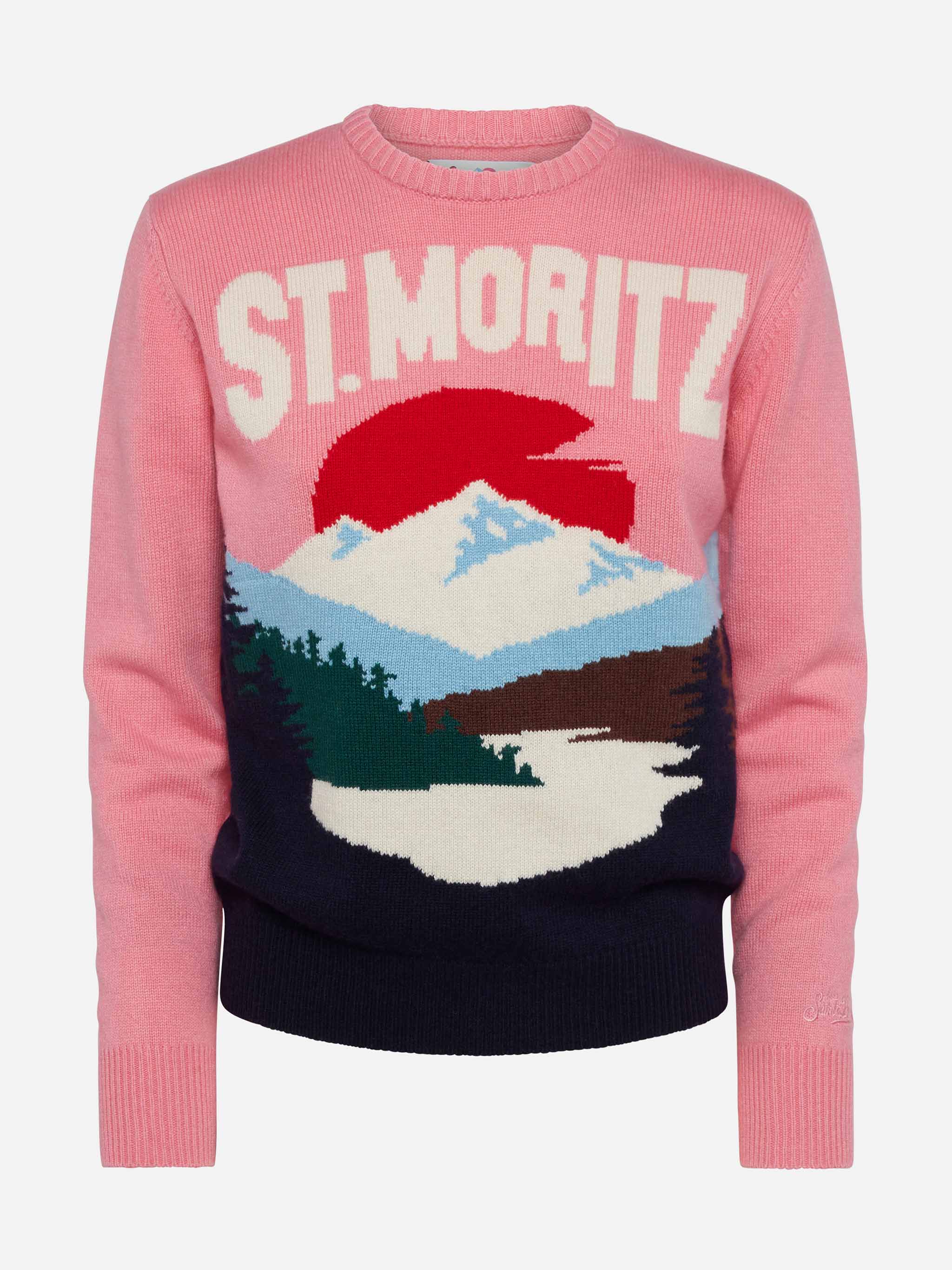 Woman pink sweater New Queen St. Moritz postcard print - Image 3