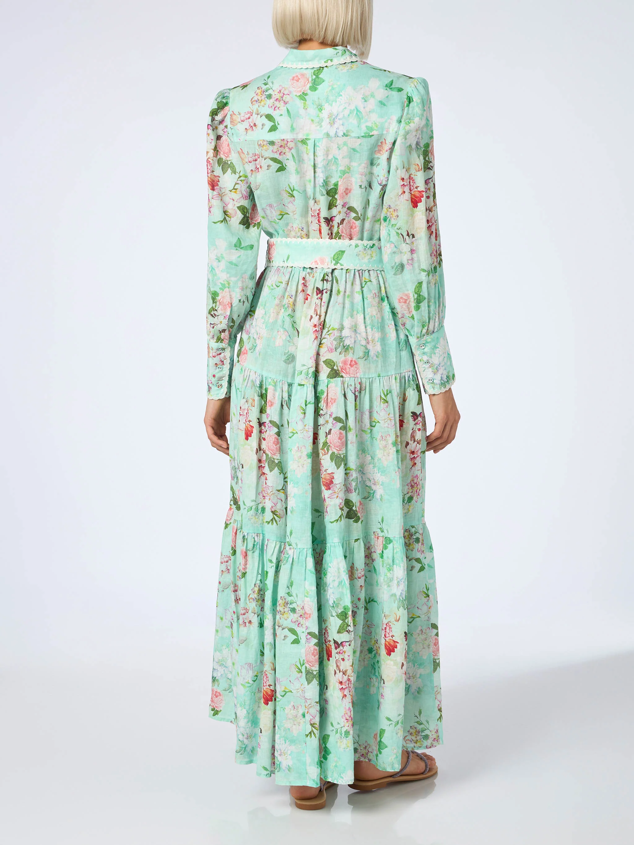 Woman linen dress Marbella with flower print - Image 2