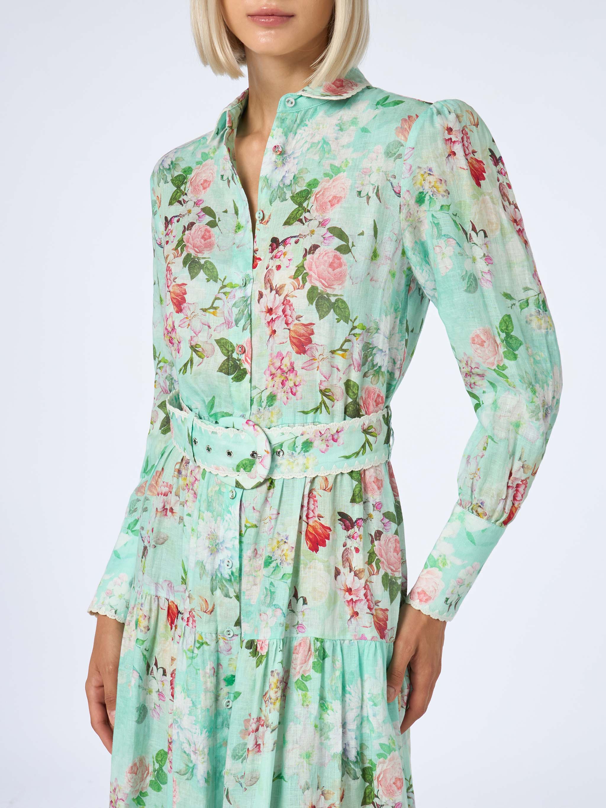 Woman linen dress Marbella with flower print - Image 3