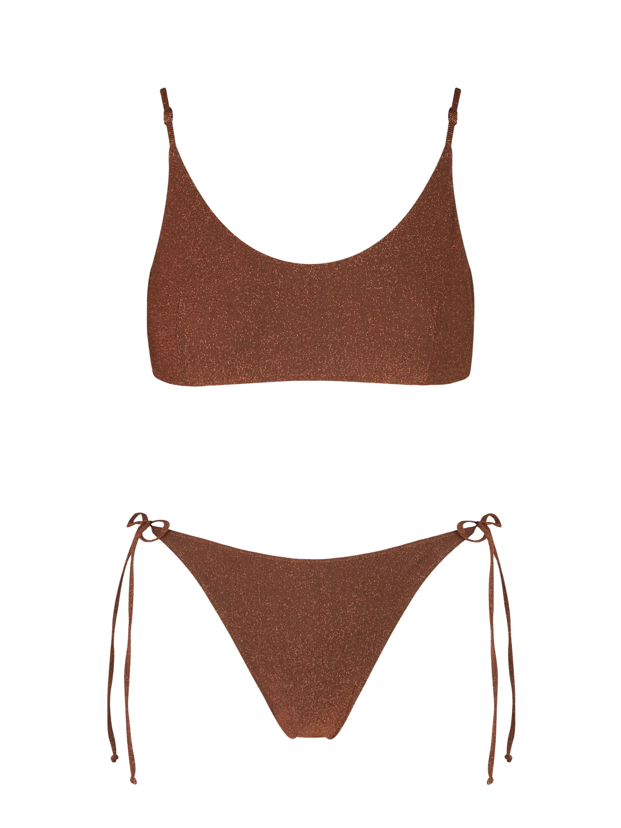 Woman brown lurex bralette bikini