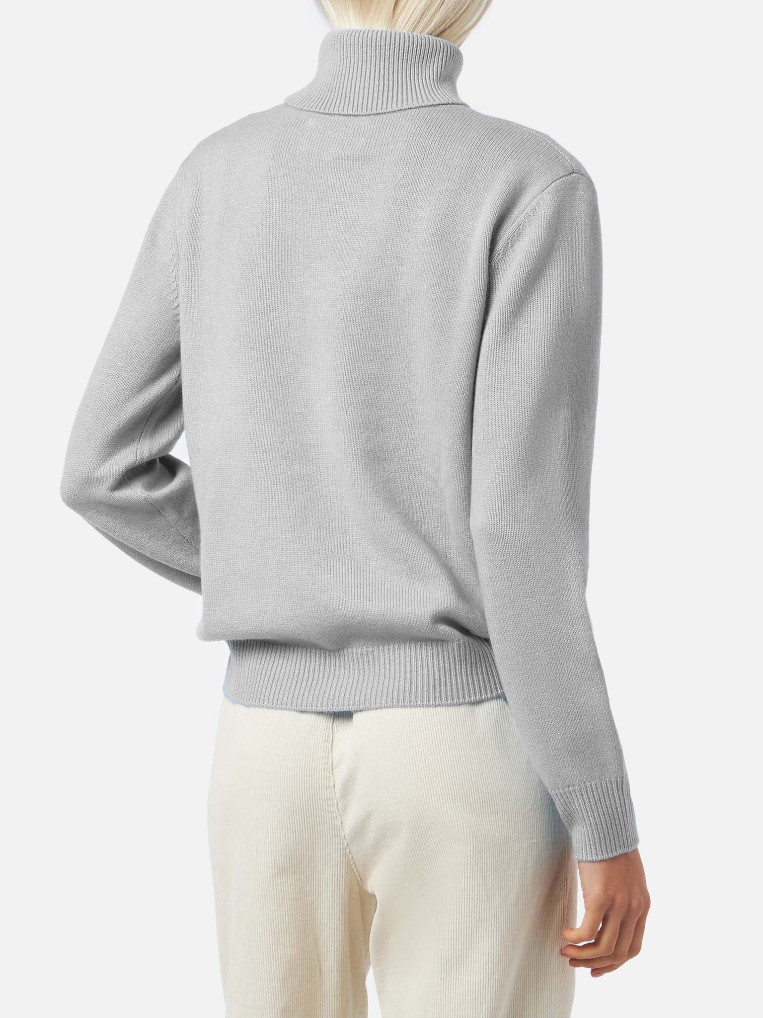 Woman mélange grey pure cashmere turtleneck sweater Moody - Image 3