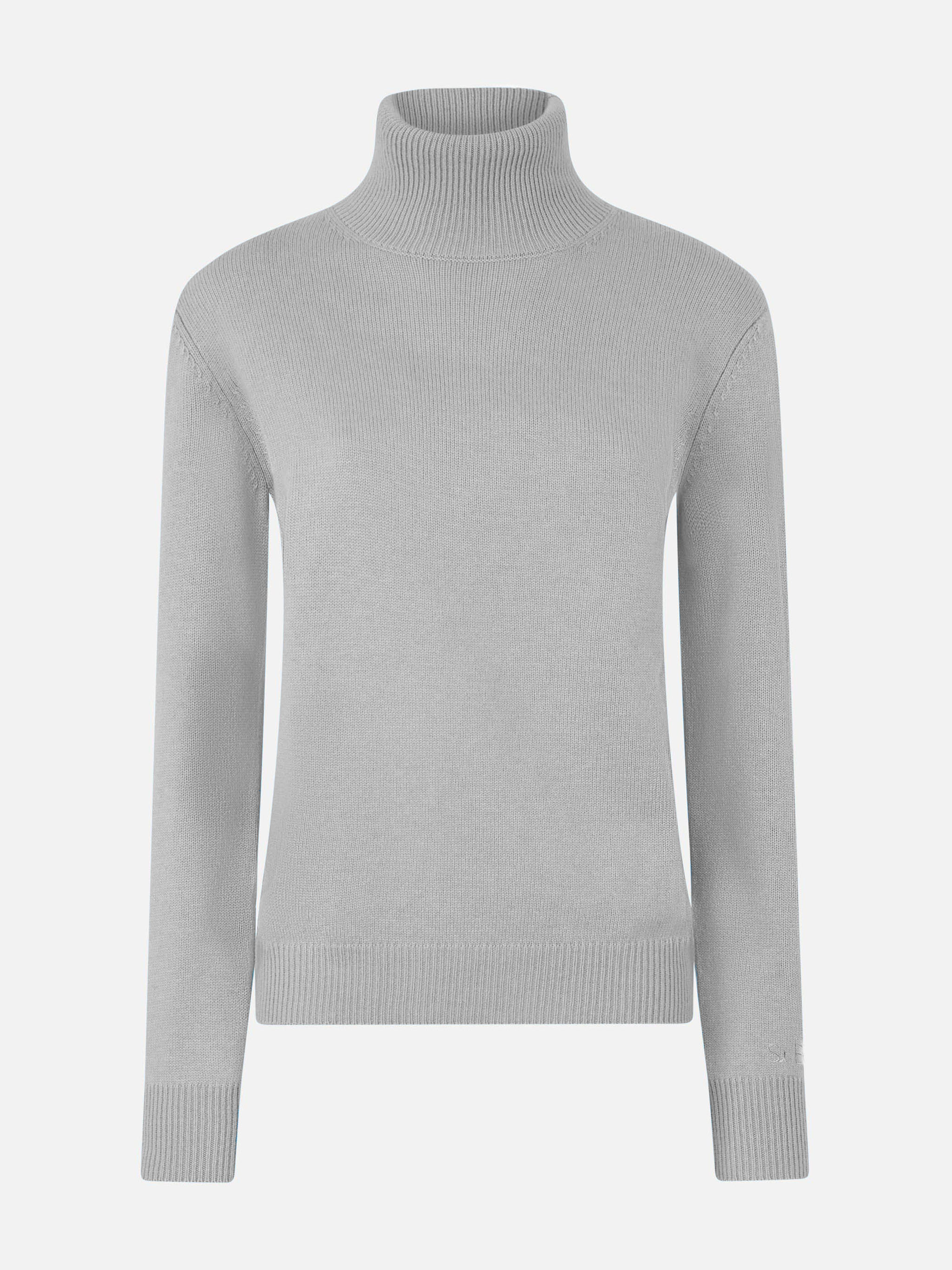 Woman mélange grey pure cashmere turtleneck sweater Moody - Image 4