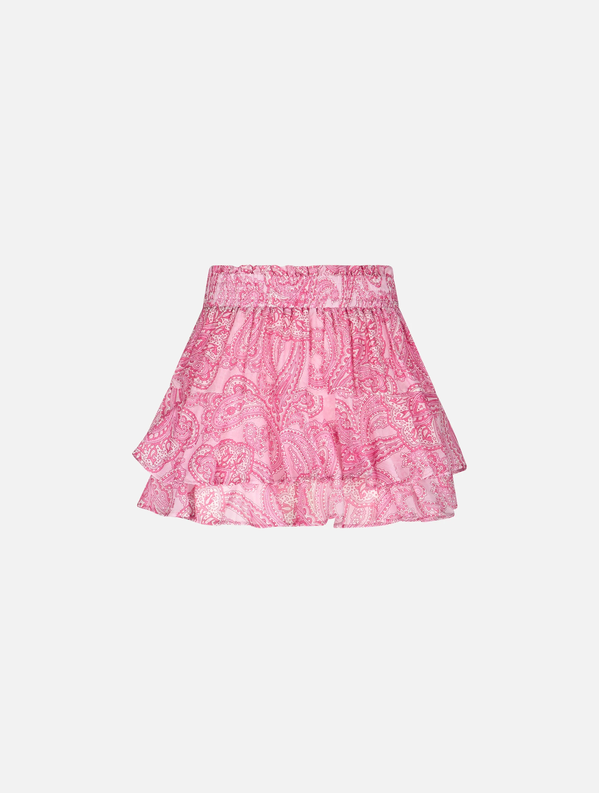 Woman paisley silk voile ruffled mini skirt Eivissa - Image 6