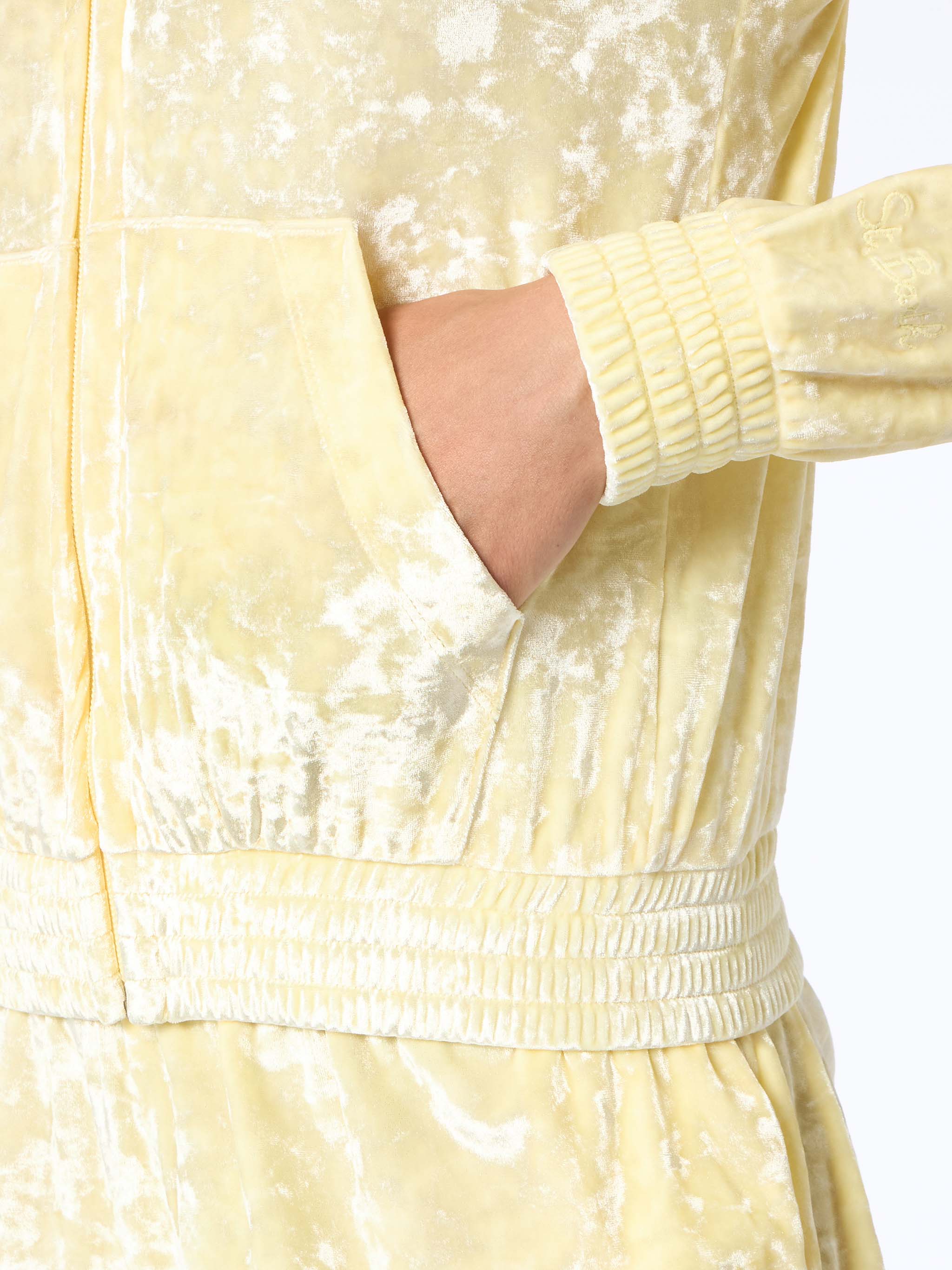 Woman pale yellow chenille zipped hoodie Jasmine - Image 3