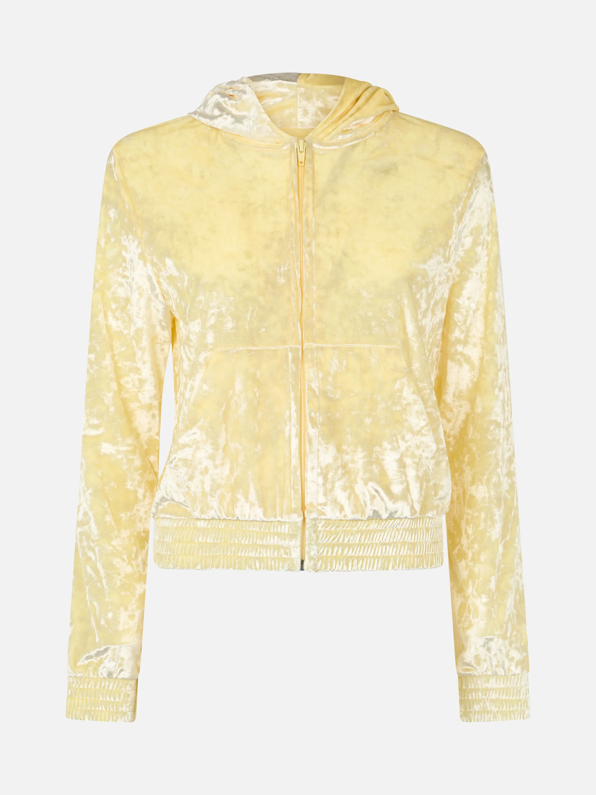 Woman pale yellow chenille zipped hoodie Jasmine - Image 5