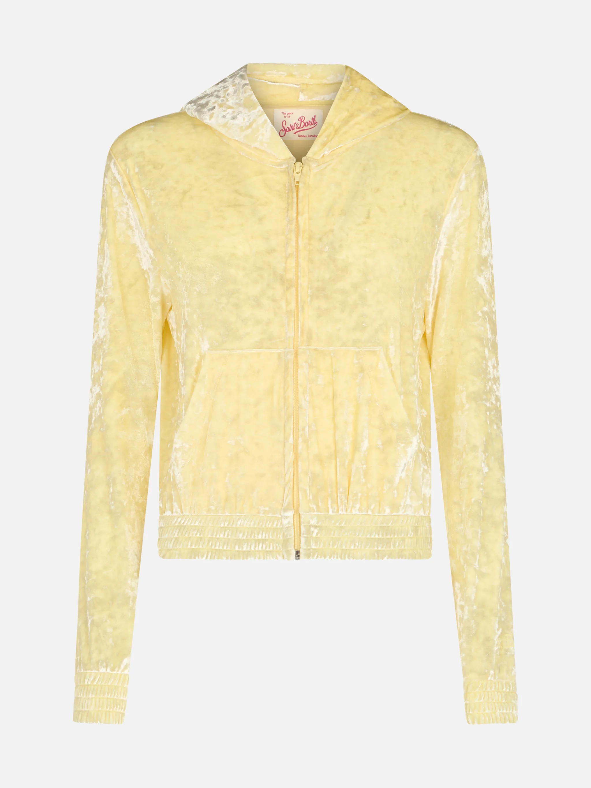 Woman pale yellow chenille zipped hoodie Jasmine - Image 6