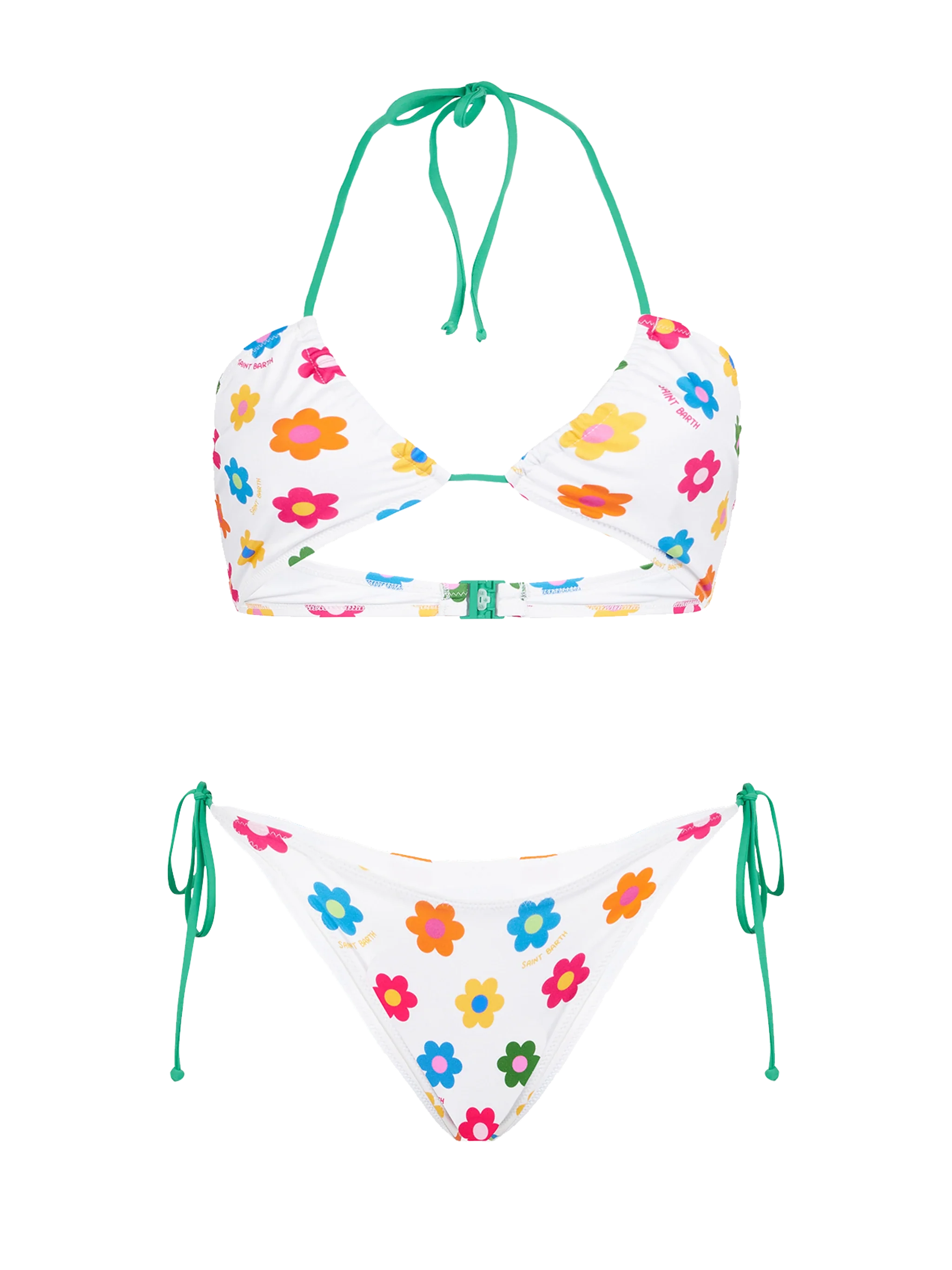 Woman bandeau bikini with daisy print