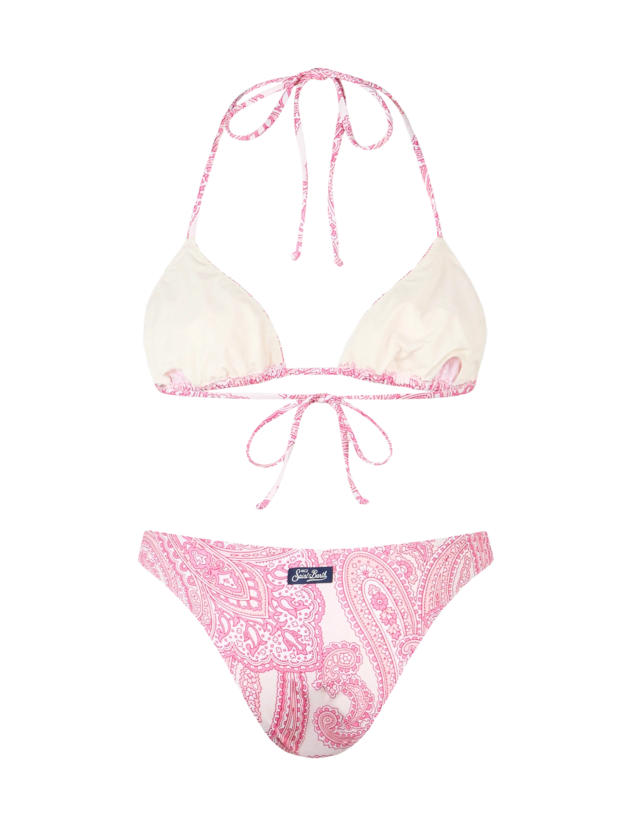Woman pink paisley triangle bikini Leah Lido - Image 3
