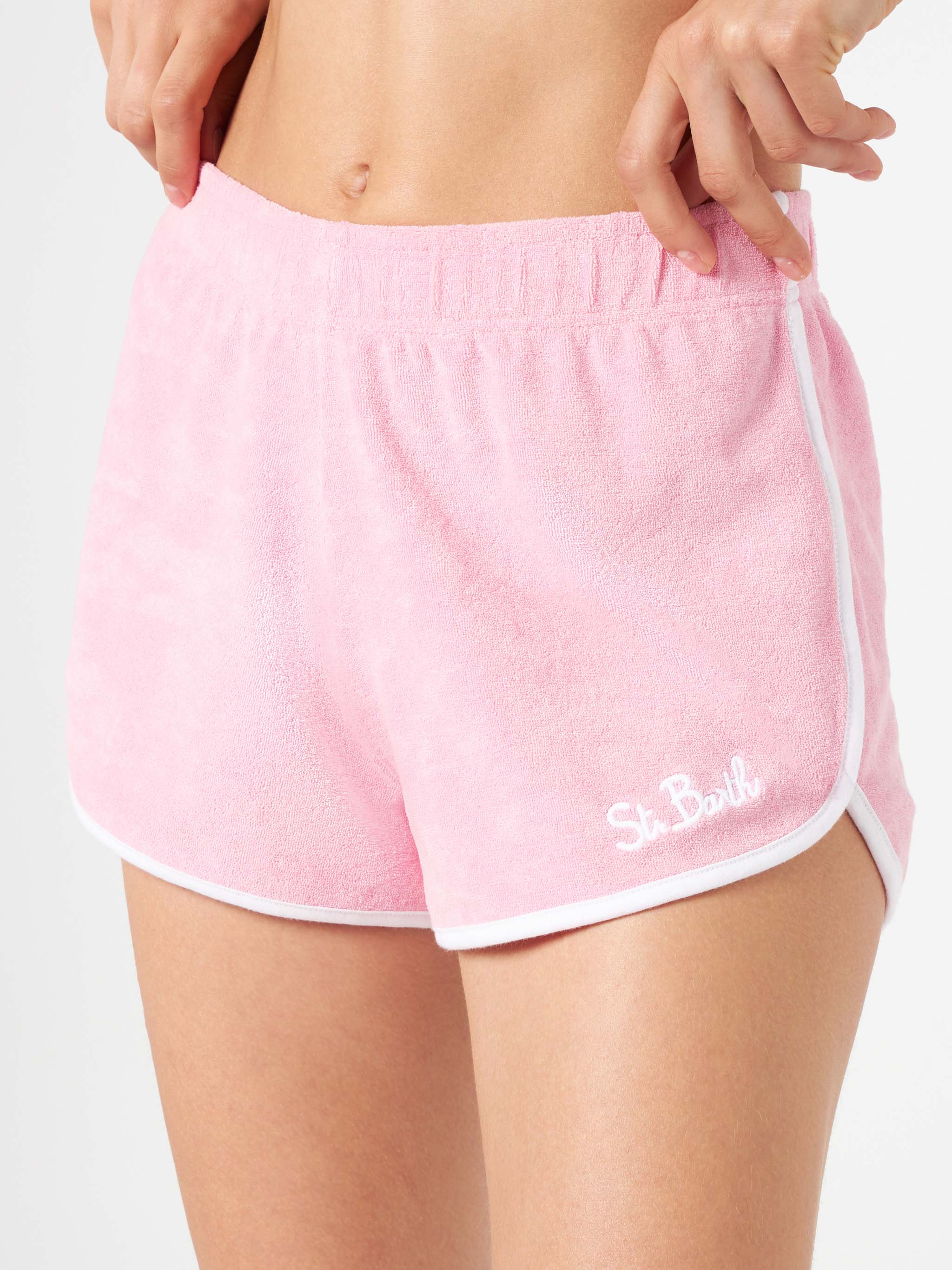 Woman pink terry shorts with piping | MELISSA SATTA SPECIAL EDITION - Image 3