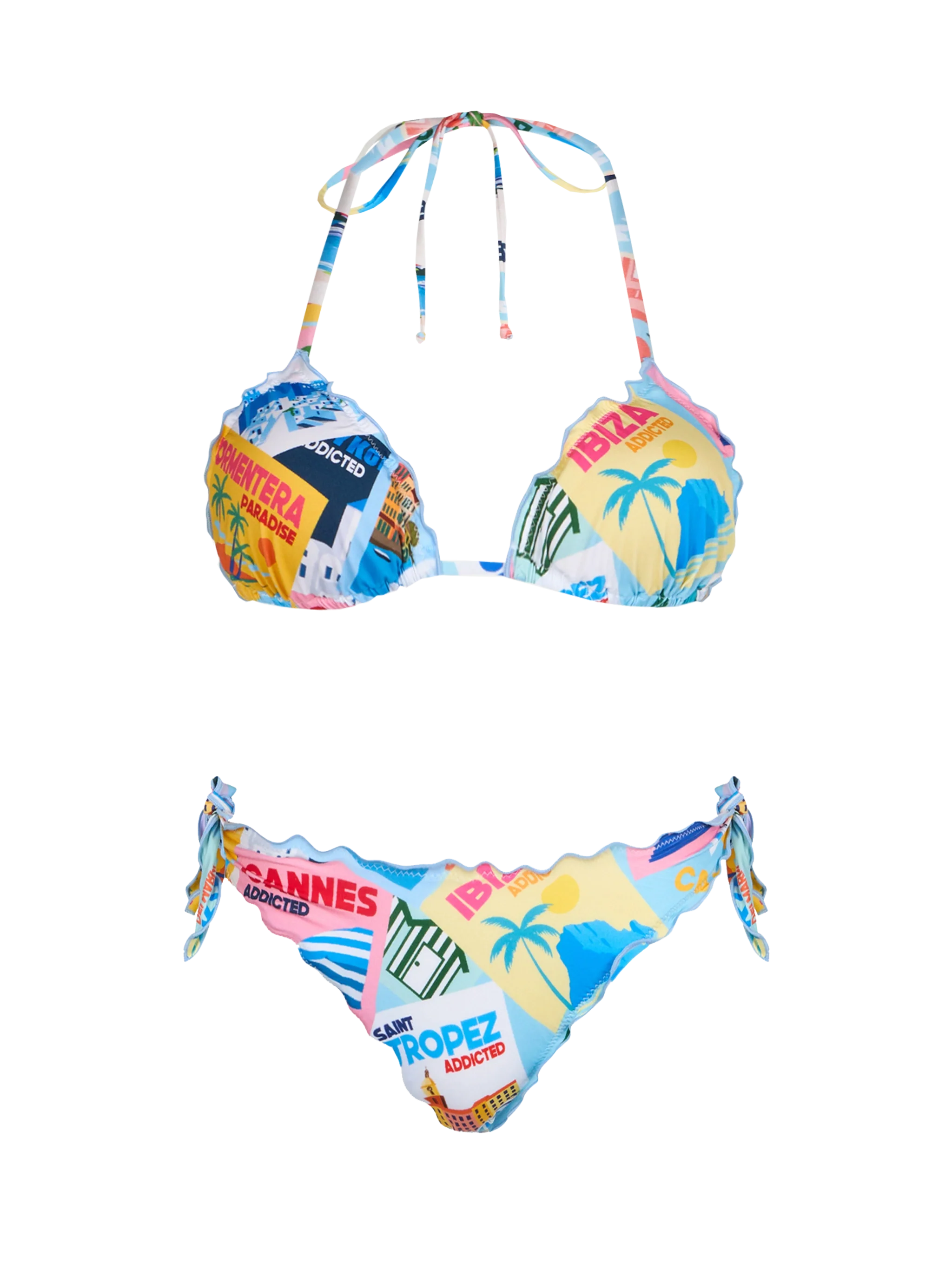 Woman postcard print triangle classic bikini Sarius