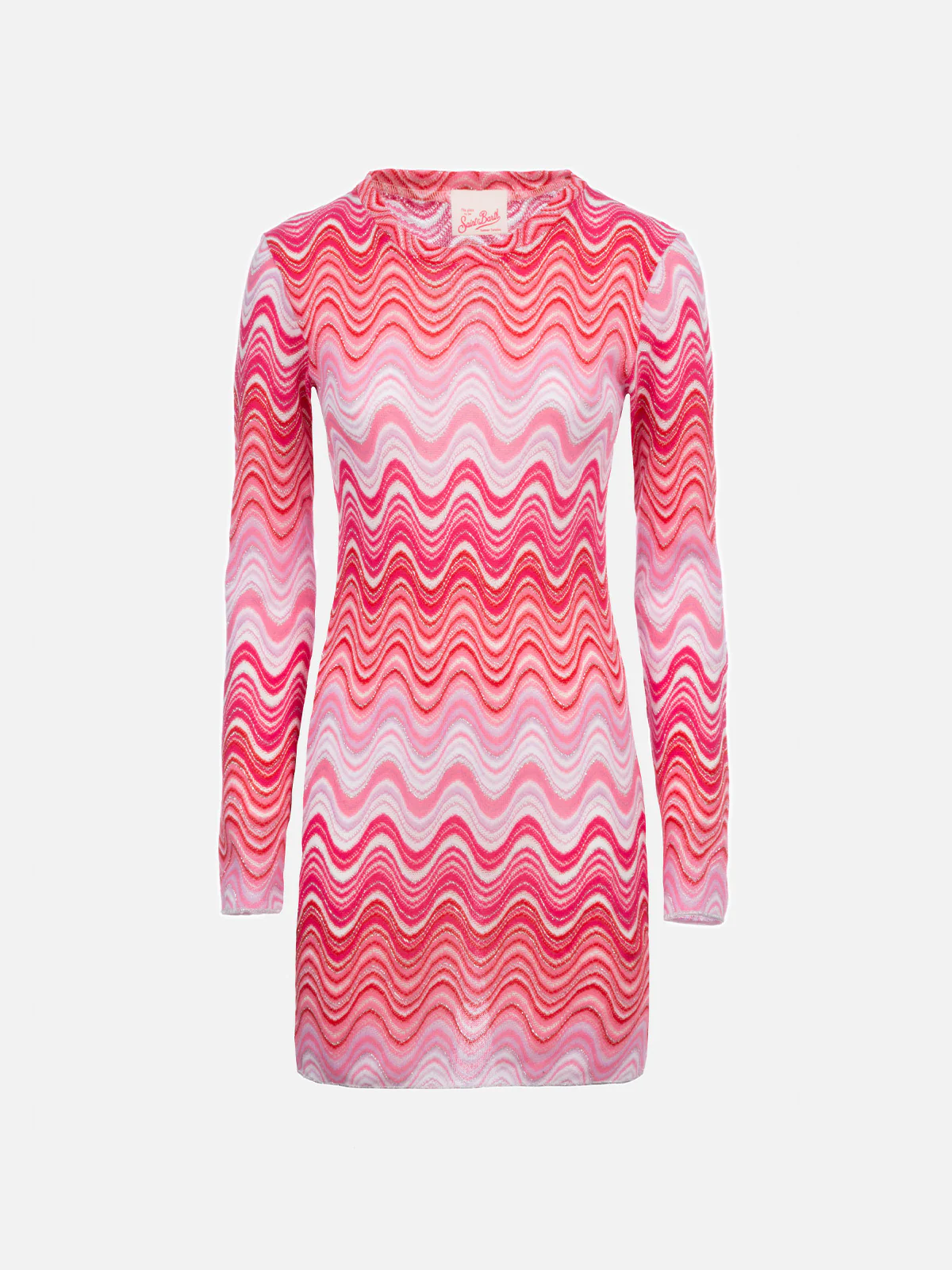 Woman raschel knit pink short dress Imany - Image 4