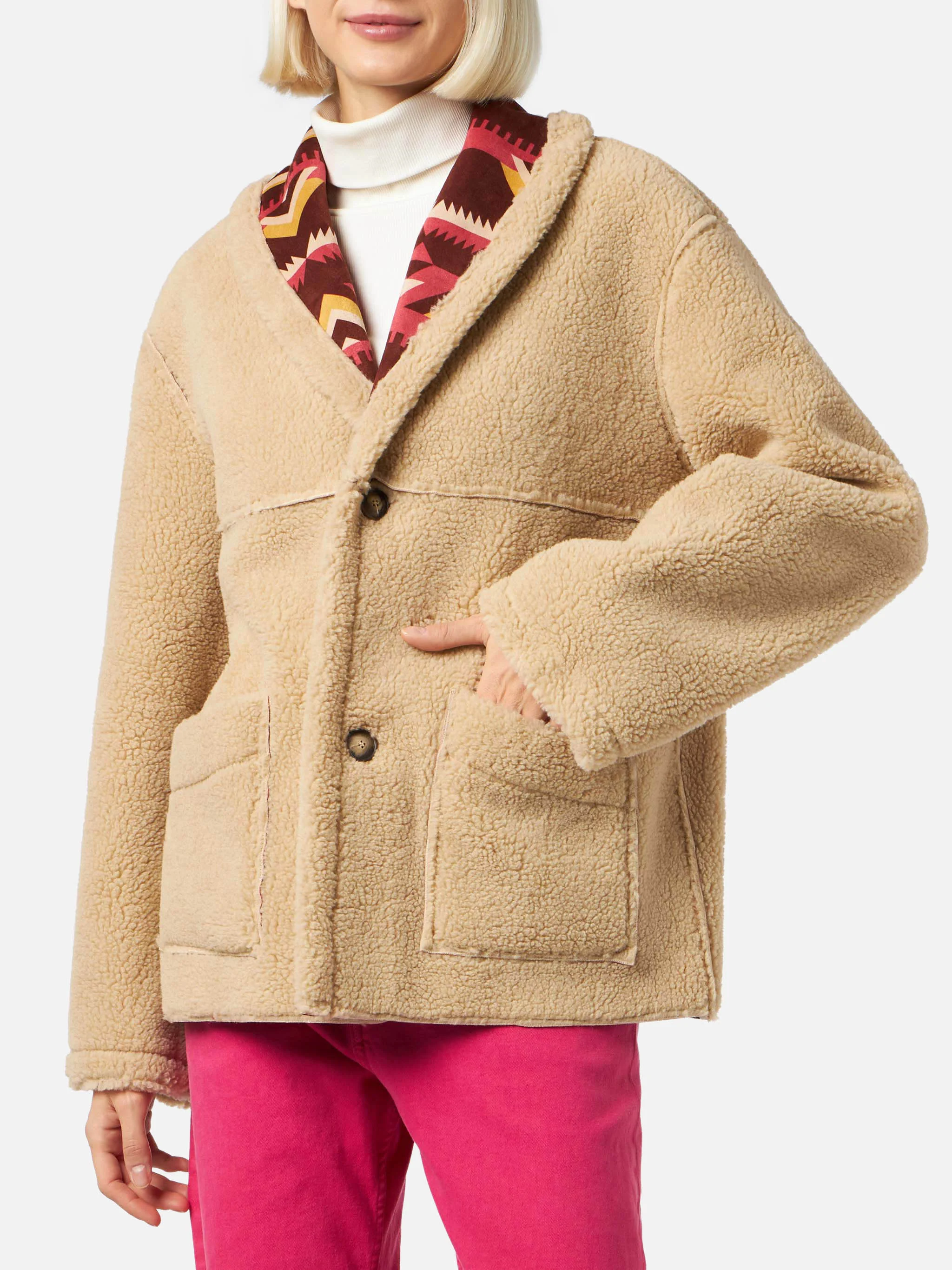 Woman reversible shearling jacket - Image 3