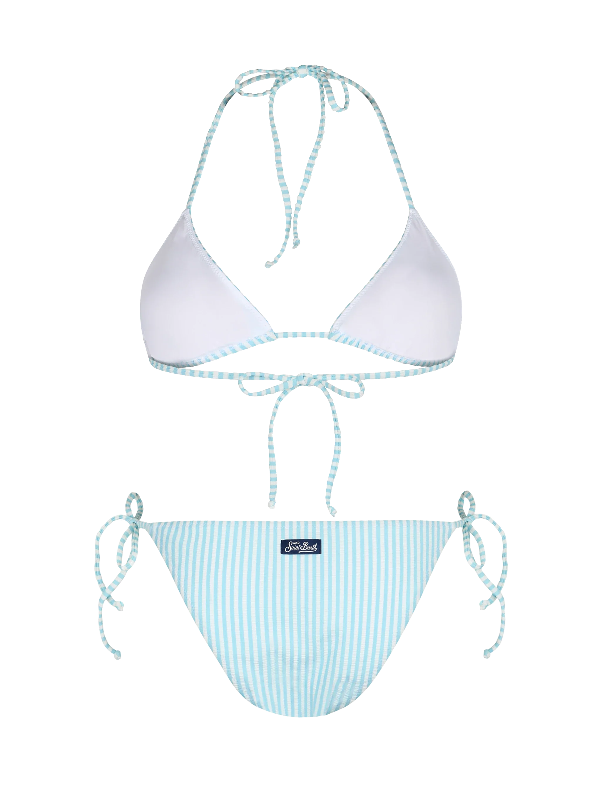 Woman seersucker striped triangle bikini Leah Virgo - Image 3