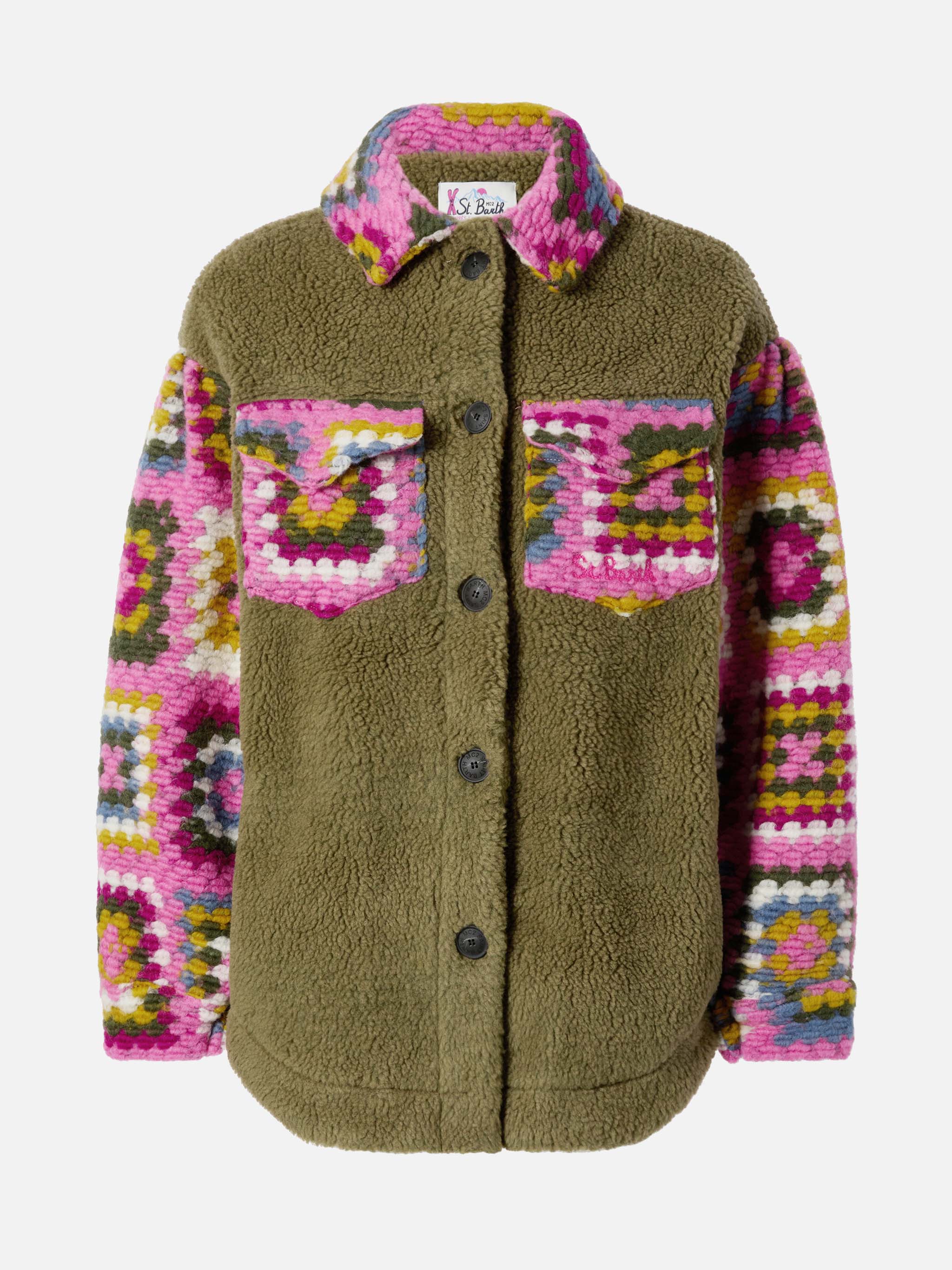 Woman sherpa overshirt with crochet details - Image 5