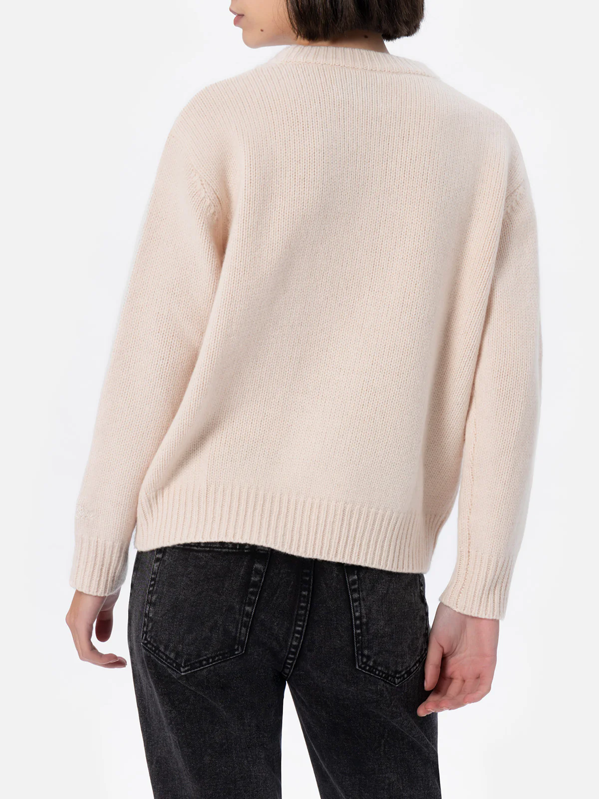 Woman white fair isle sweater Kyla with Courma jacquard - Image 3