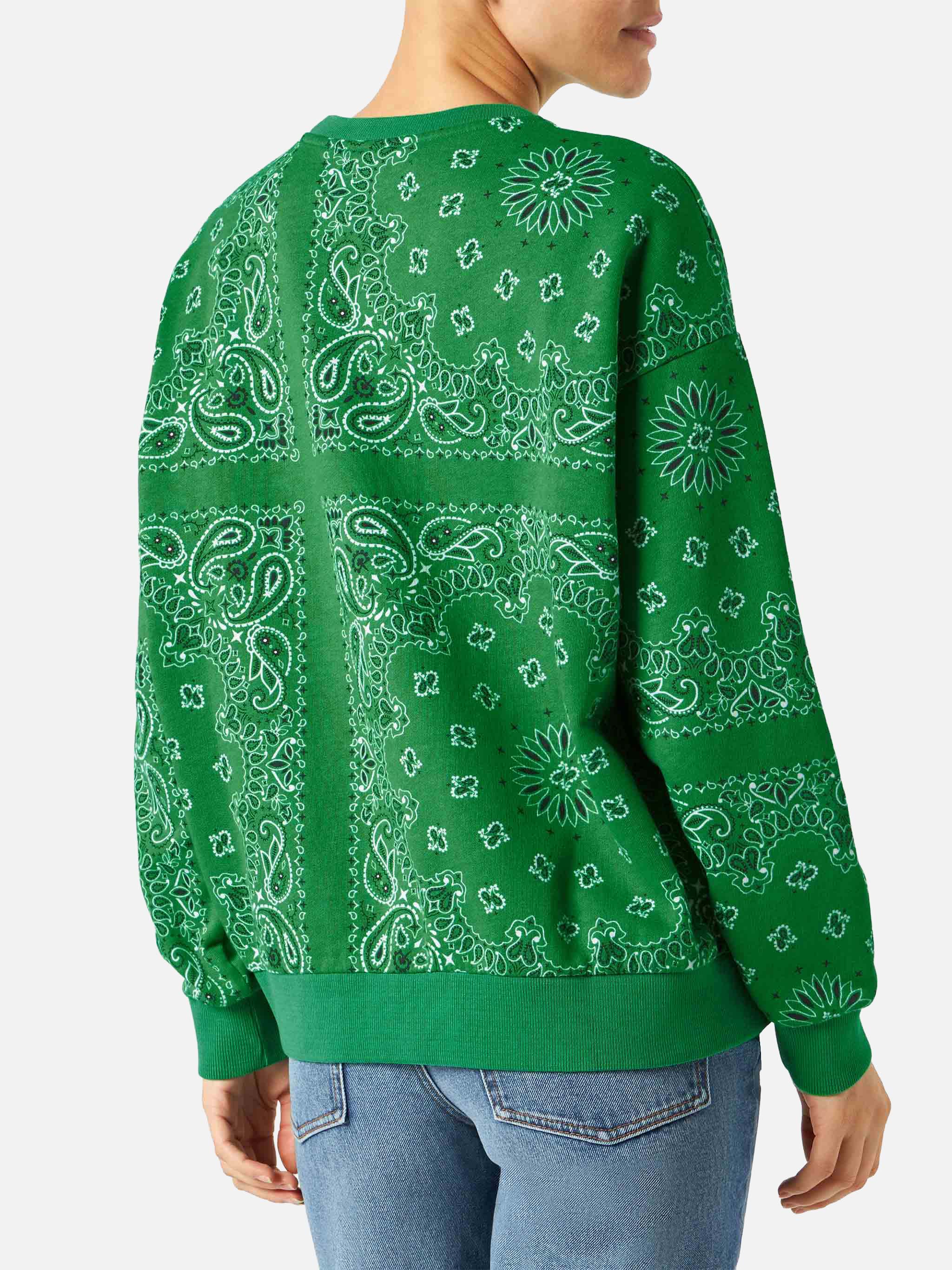 Woman cotton sweatshirt Stardust with bandanna print - Image 4