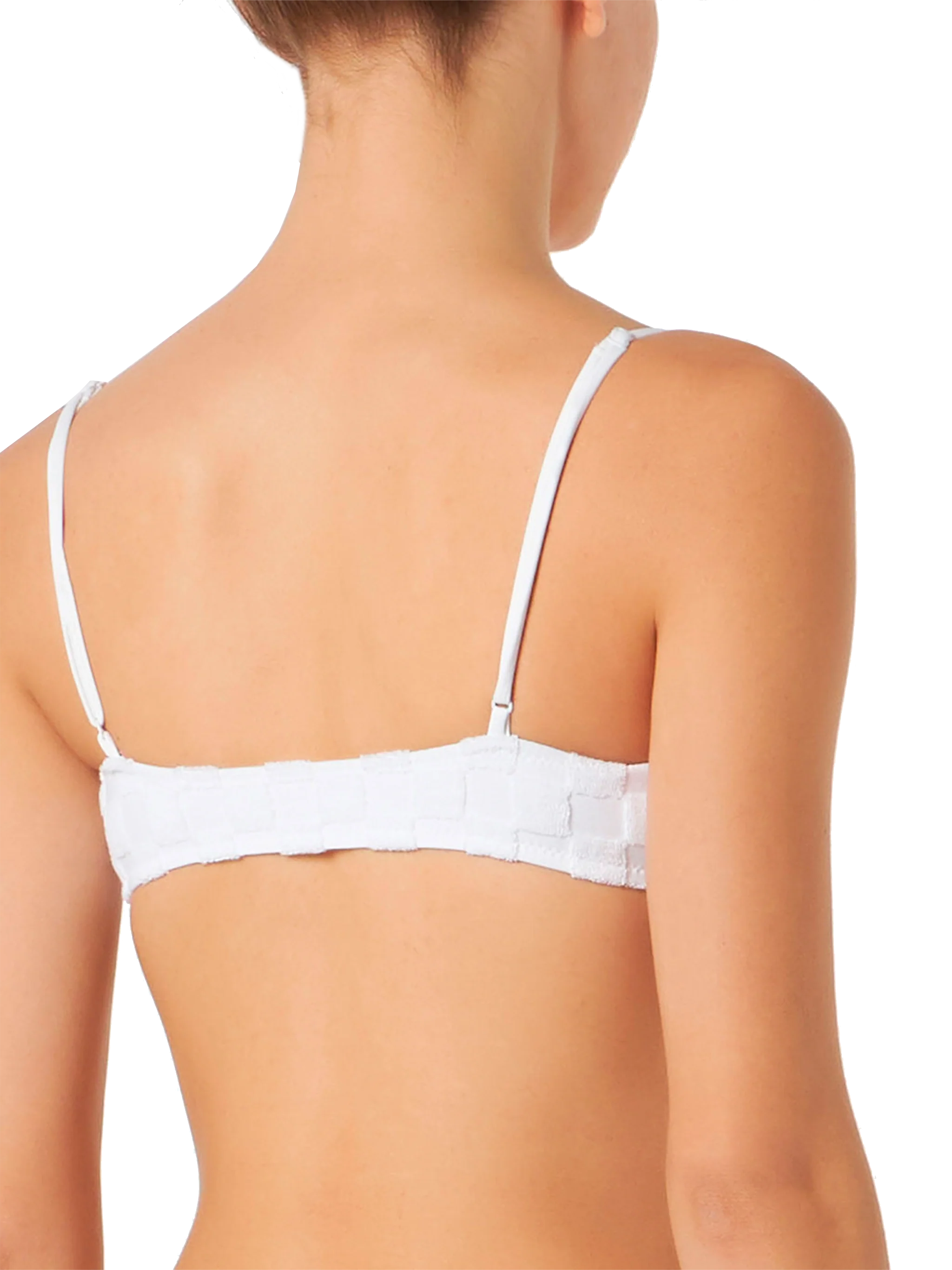 Woman white check terry bralette swimsuit - Image 3