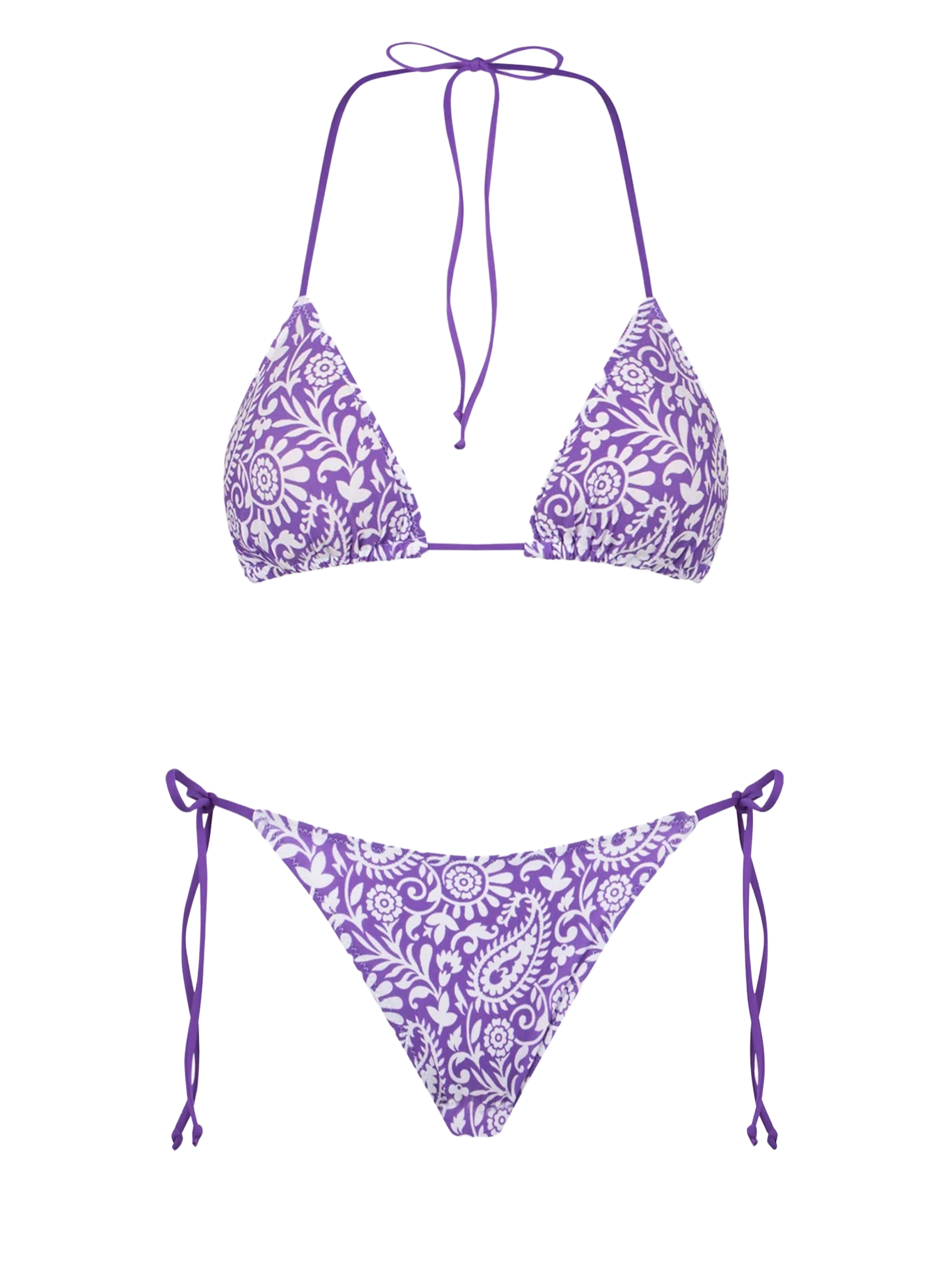 Woman triangle bikini with paisley print