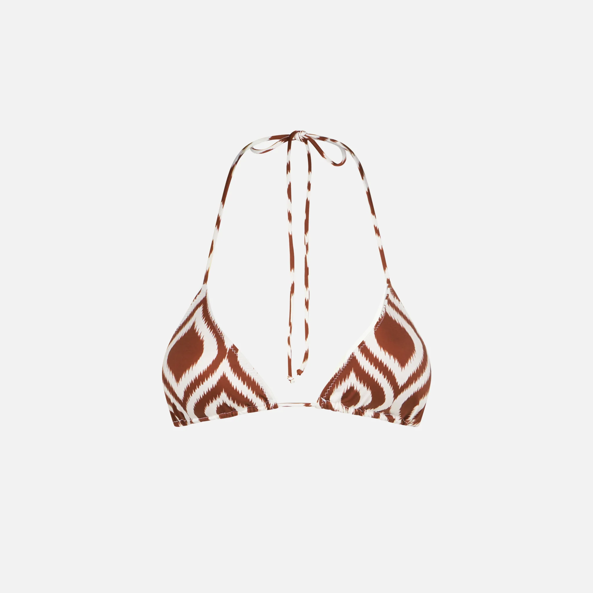 Woman triangle top swimsuit with pattern