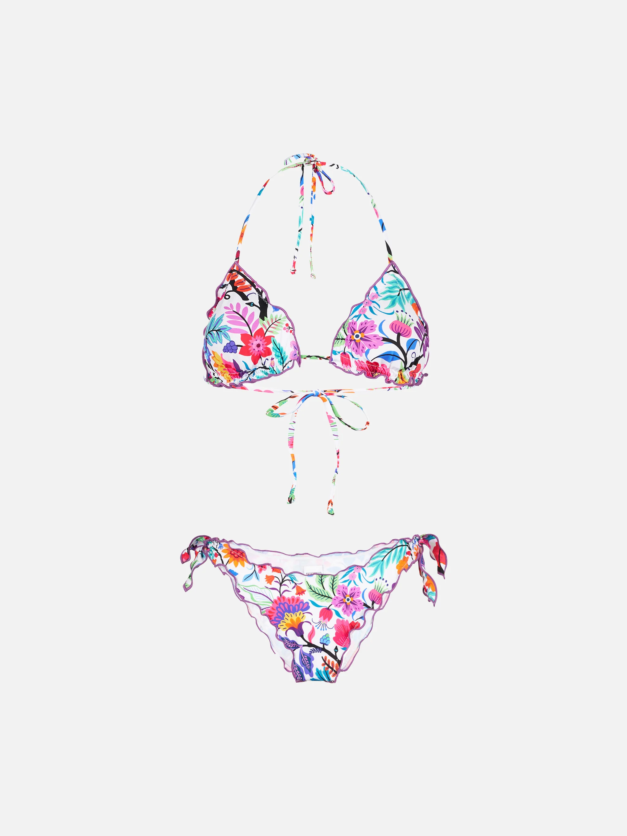 Woman triangle top with flower print - Image 2