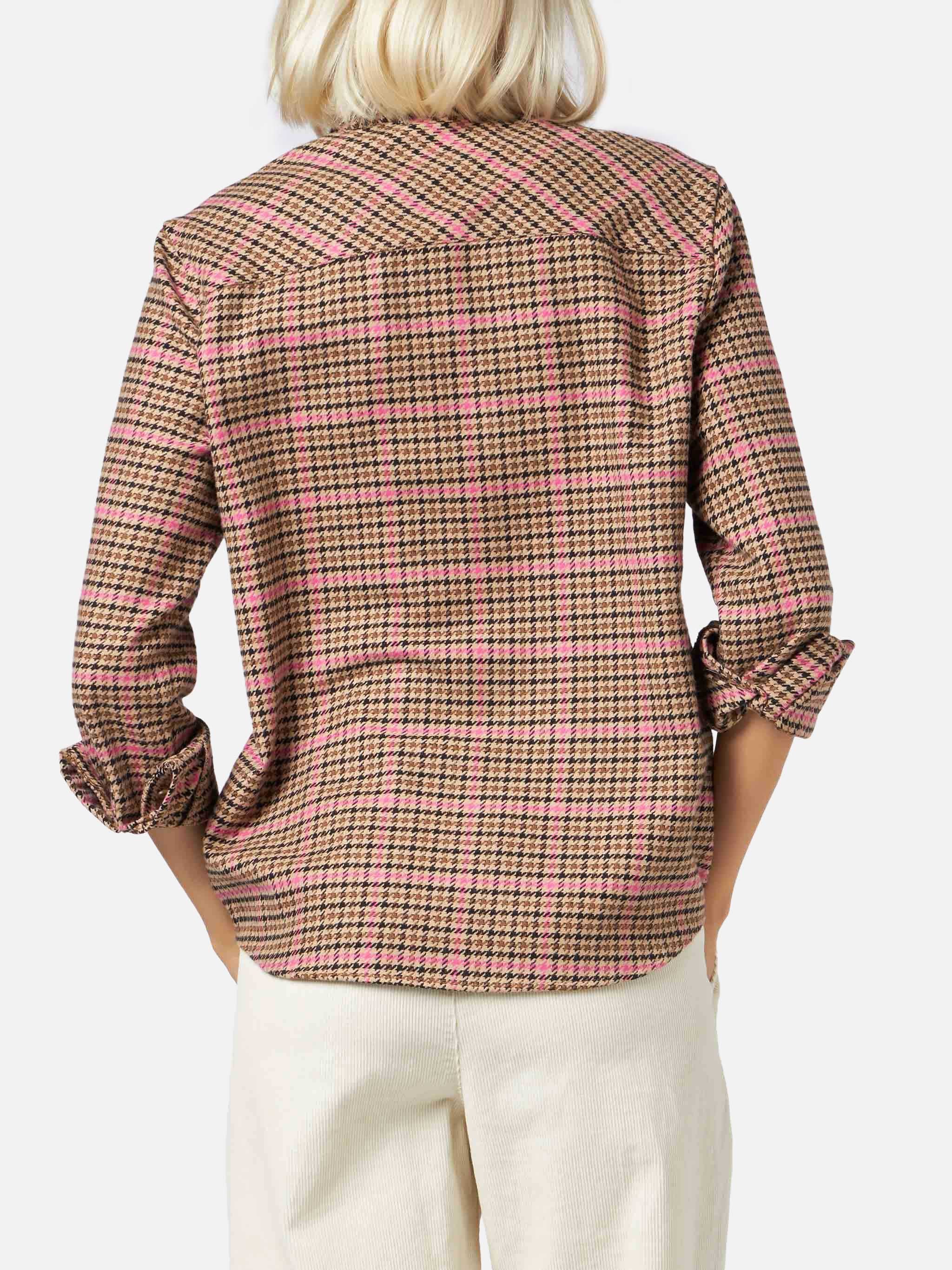 Woman overshirt with pied de poule print - Image 3
