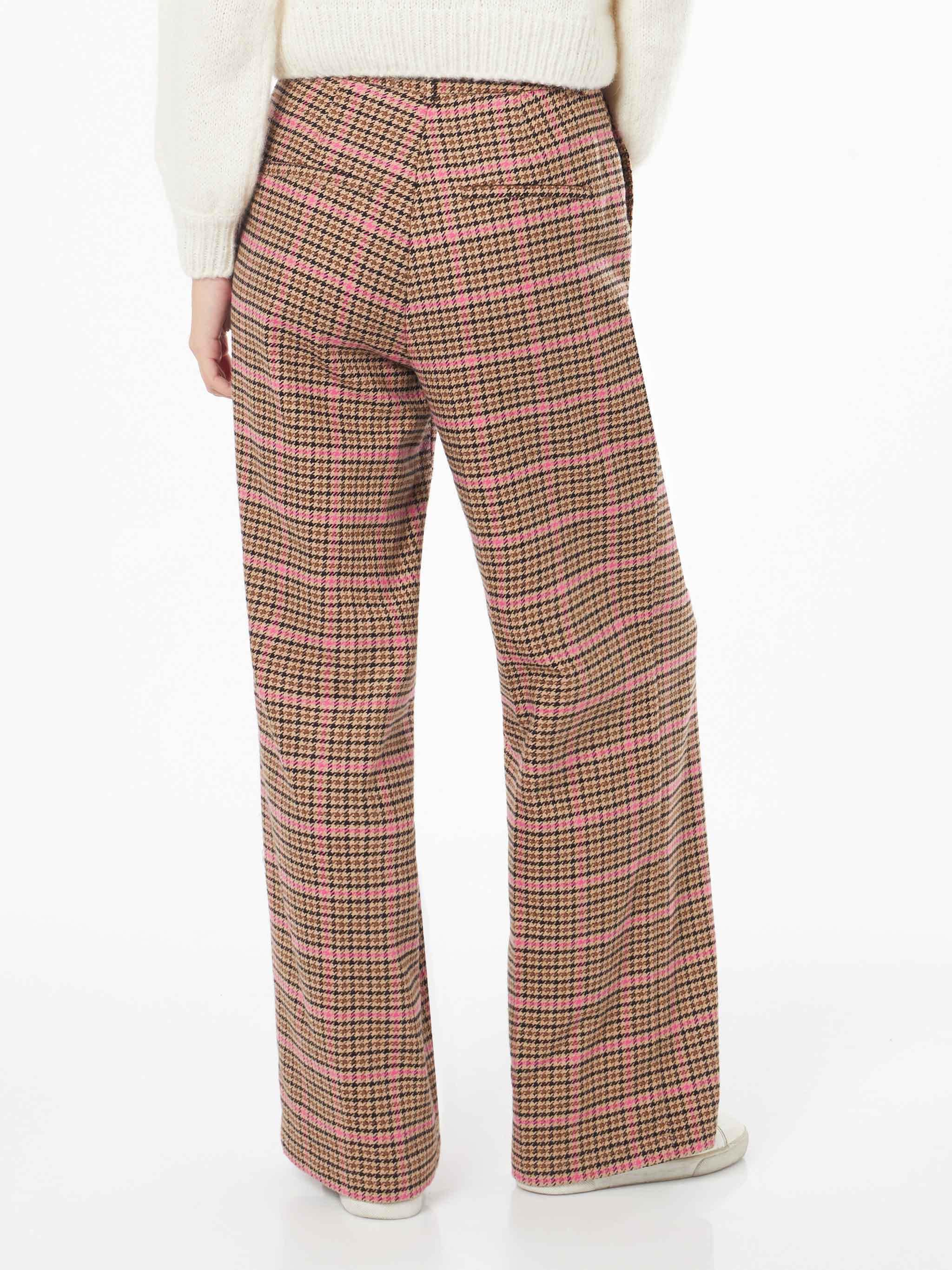 Woman palazzo pants with pied de poule print - Image 2