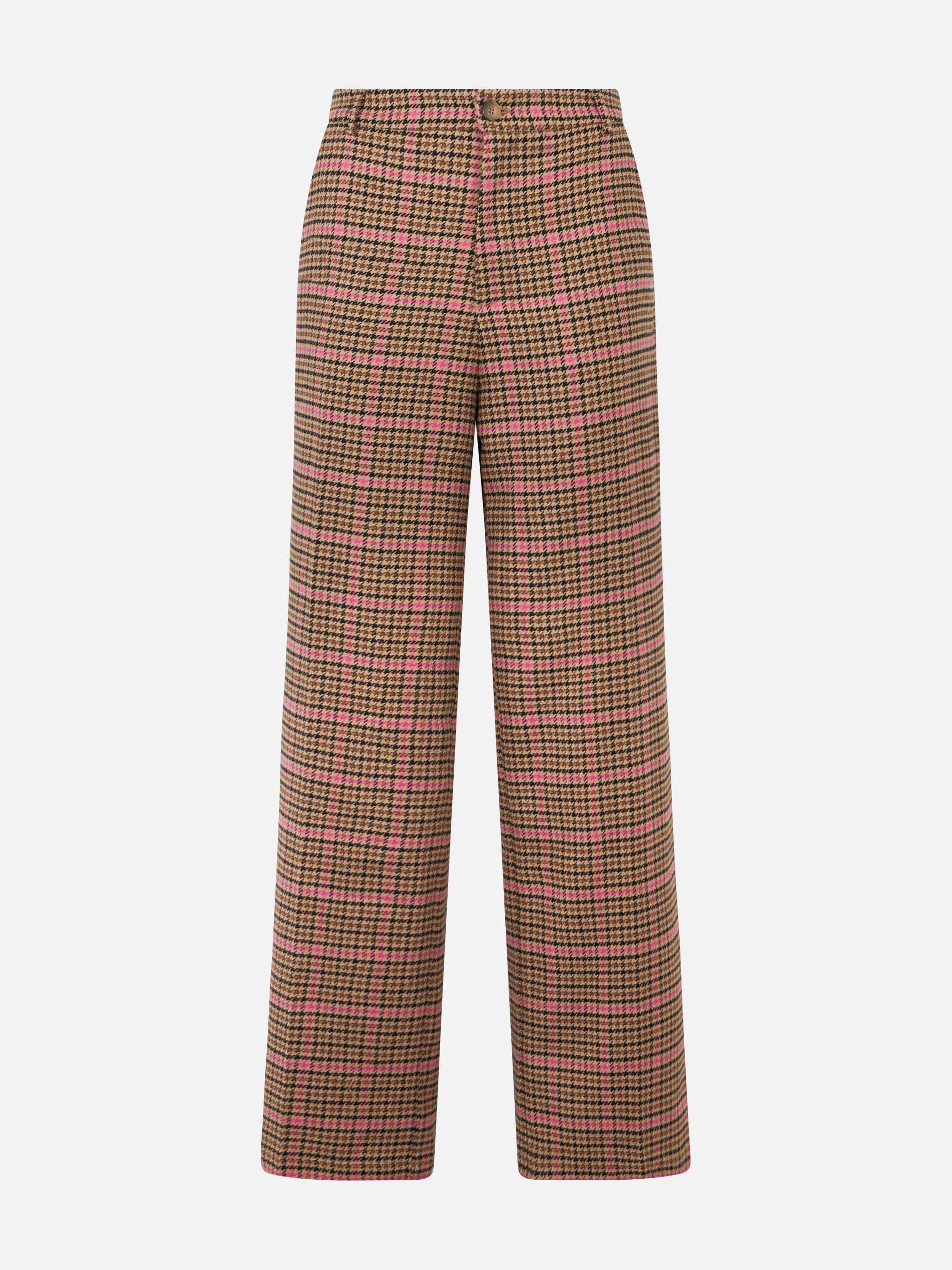 Woman palazzo pants with pied de poule print - Image 4