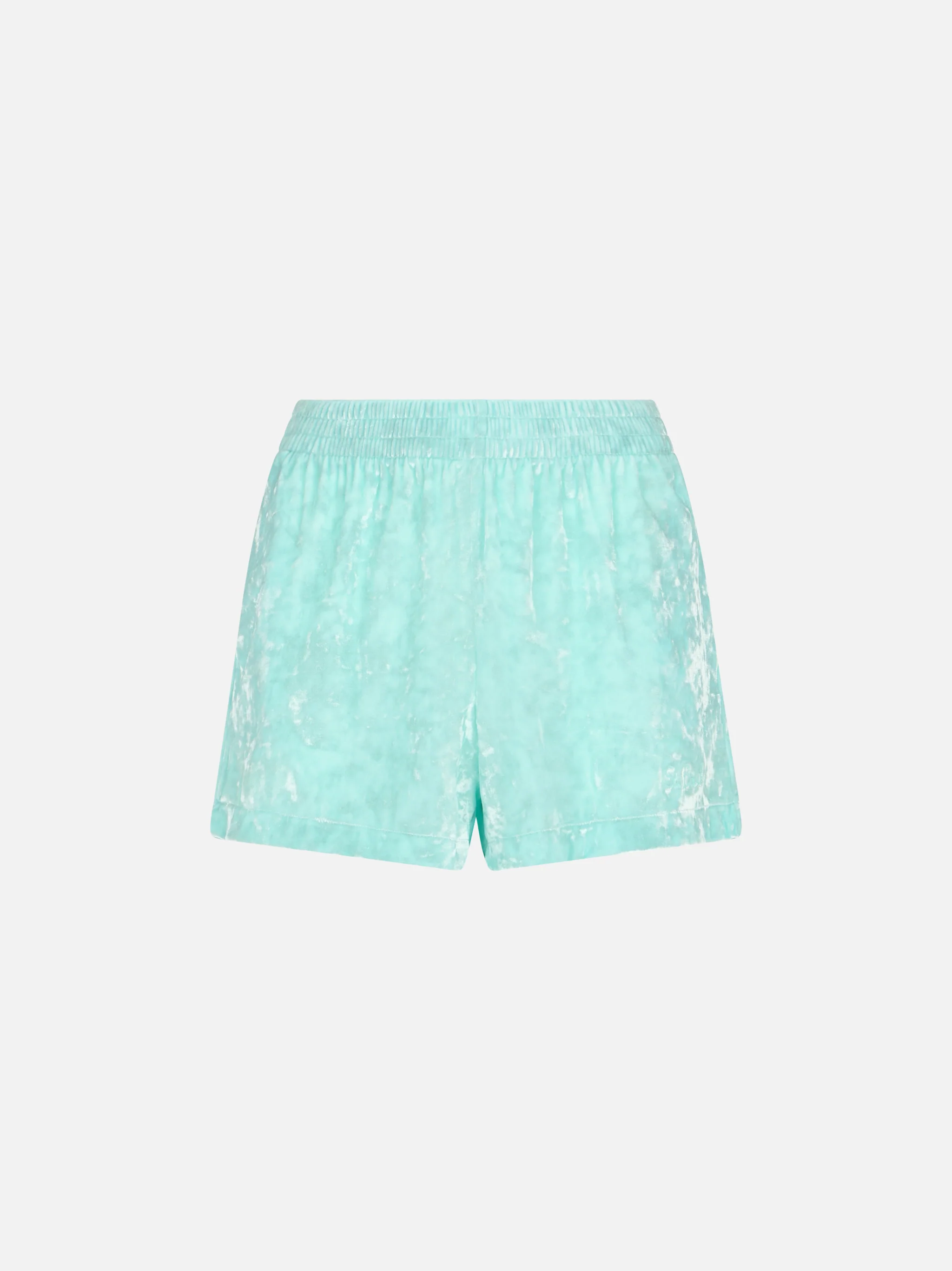 Woman water green chenille pull up shorts Cate - Image 4