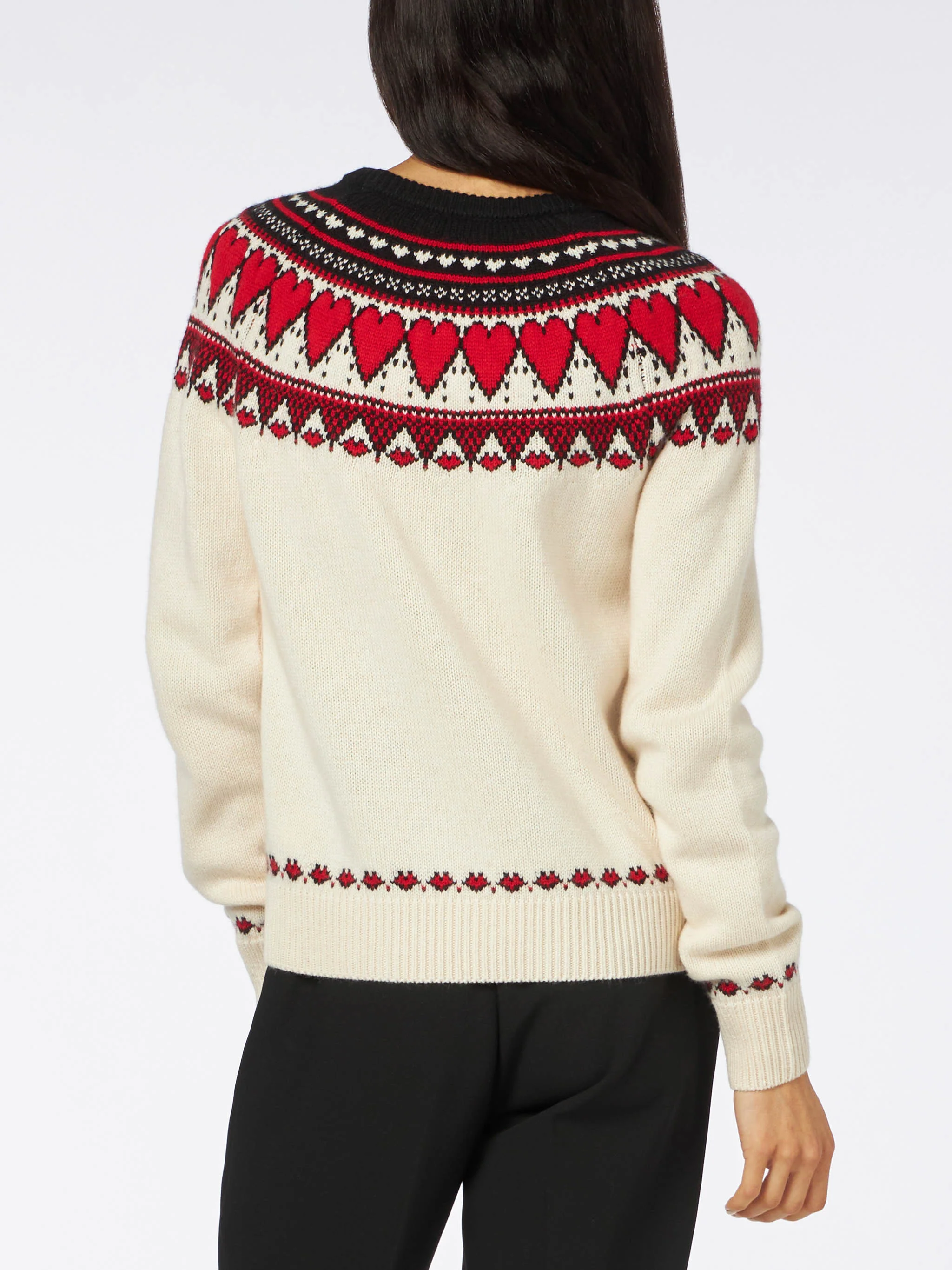Woman white sweater New Queen fair isle hearts print - Image 3