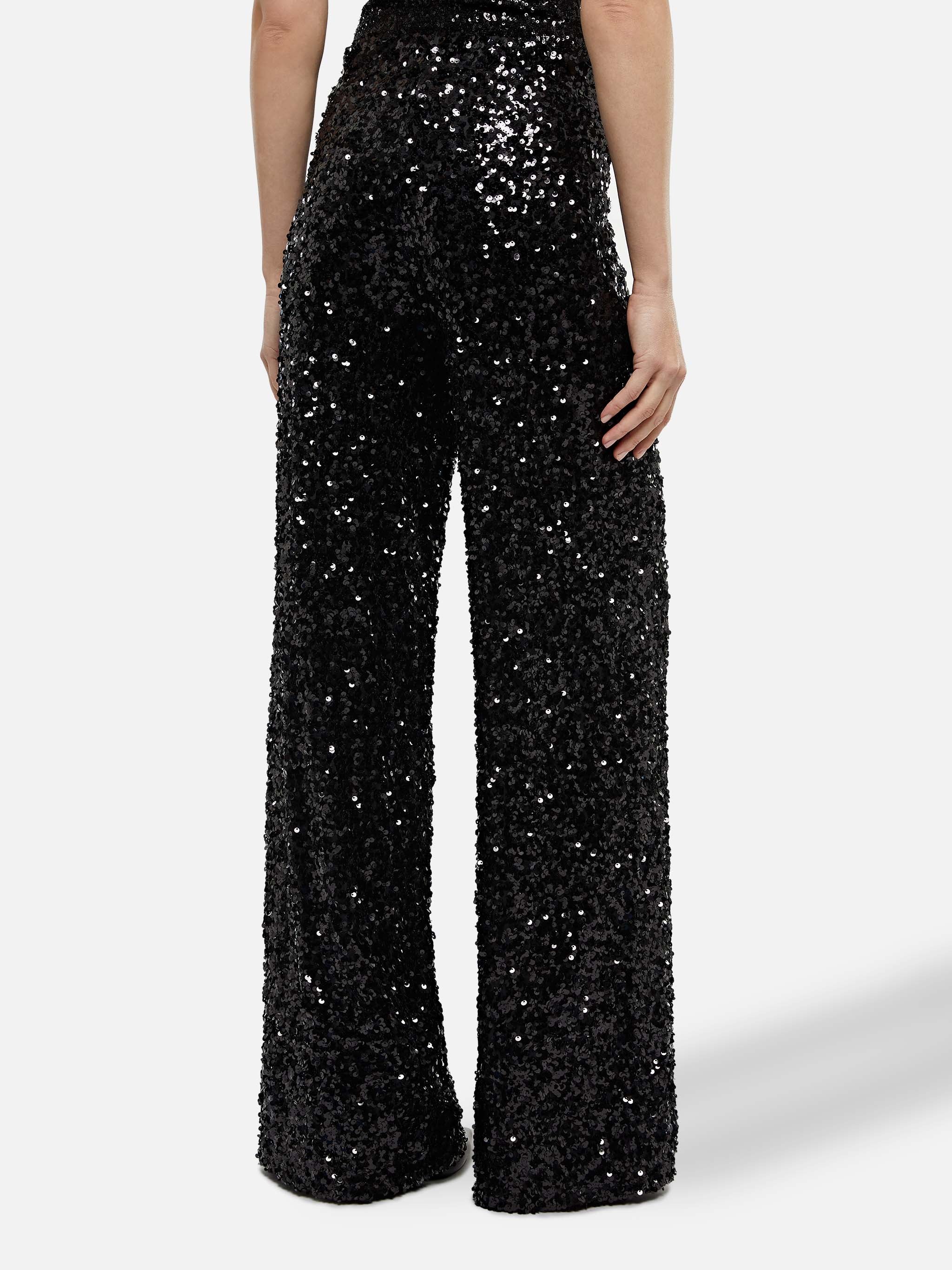 Woman wide-leg trousers Lucette with black sequins - Image 3
