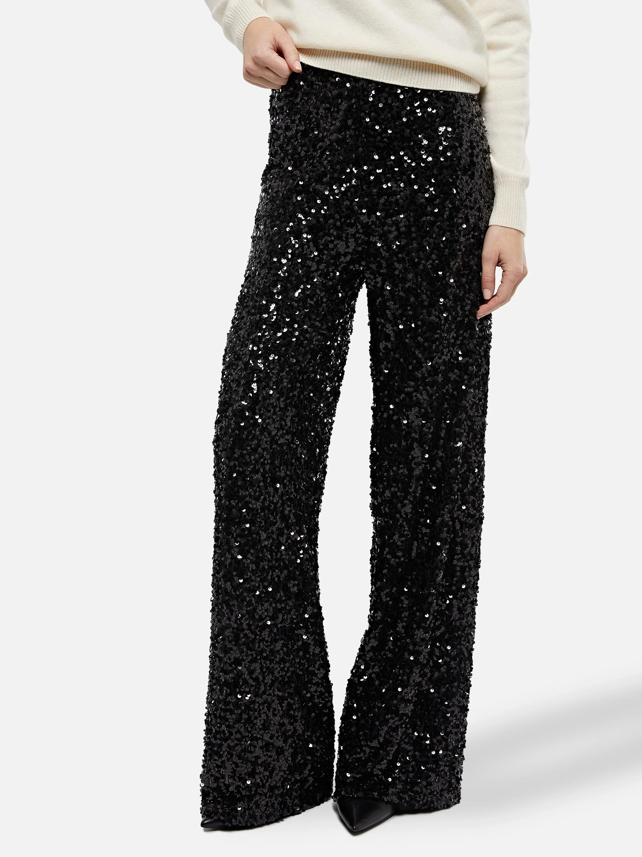 Woman wide-leg trousers Lucette with black sequins - Image 4
