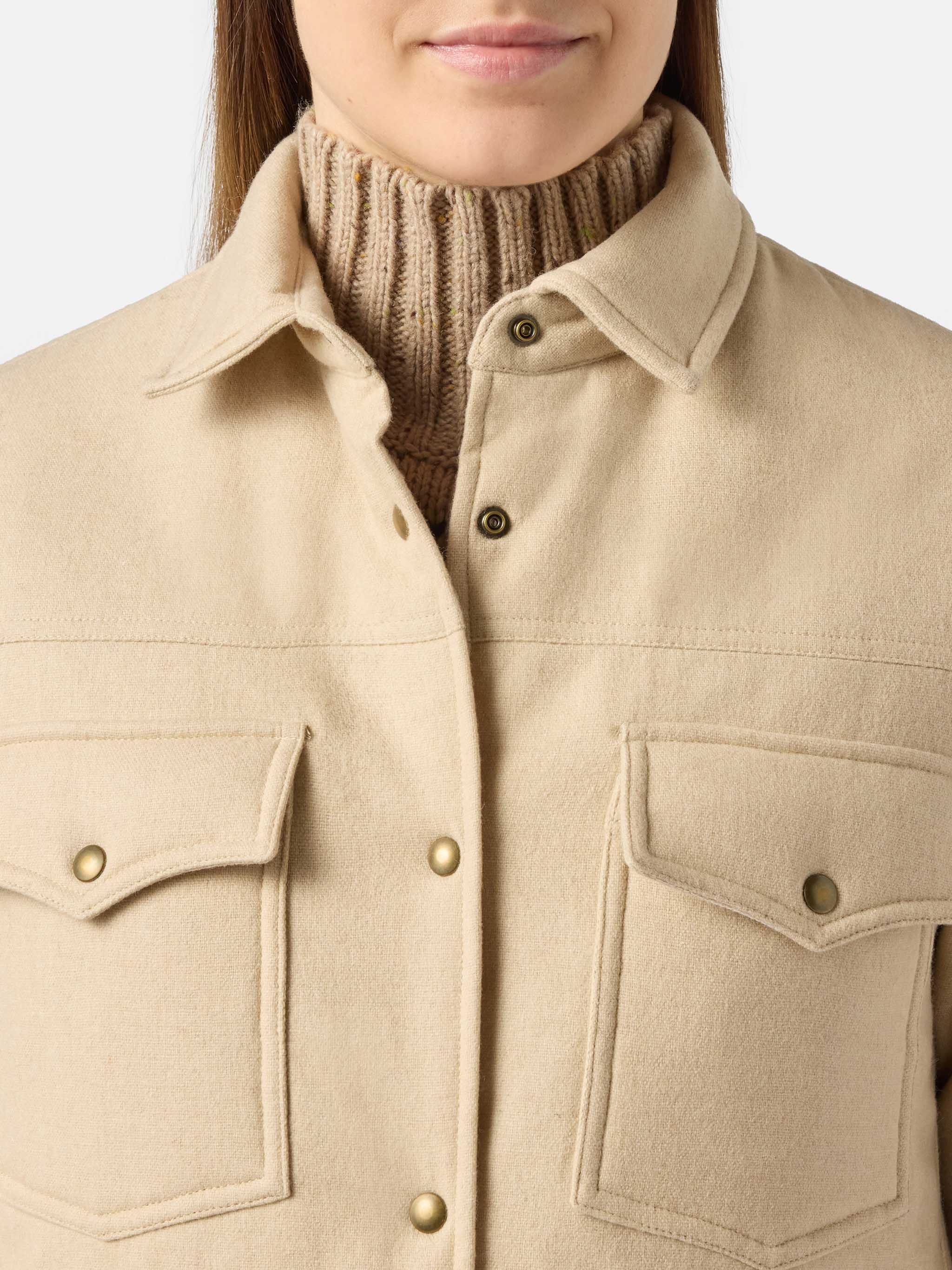 Woman wooly jacket with Saint Barth rhinestones print - Image 3