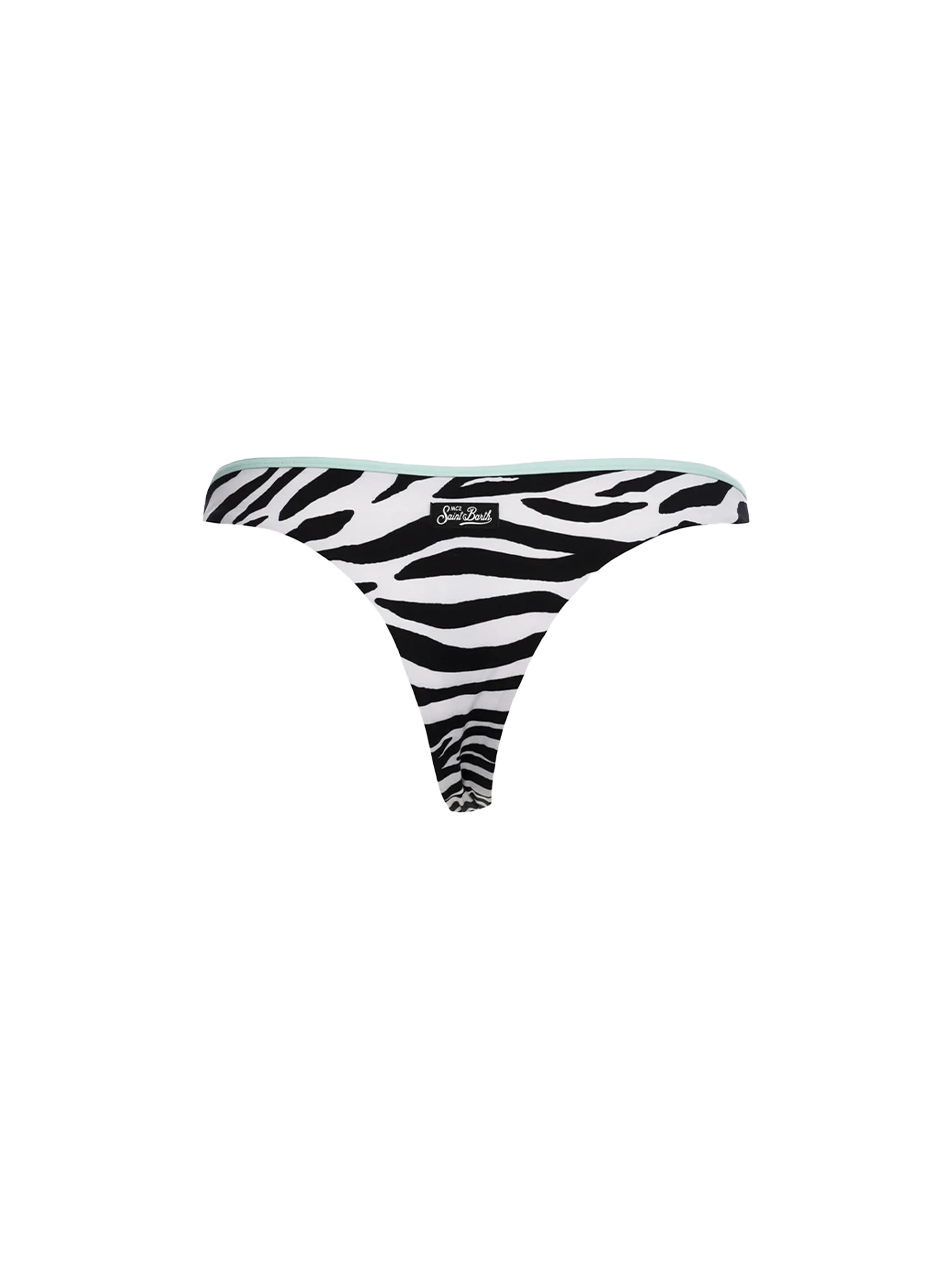 Woman zebra cheeky swim briefs Naomi with piping - Image 2