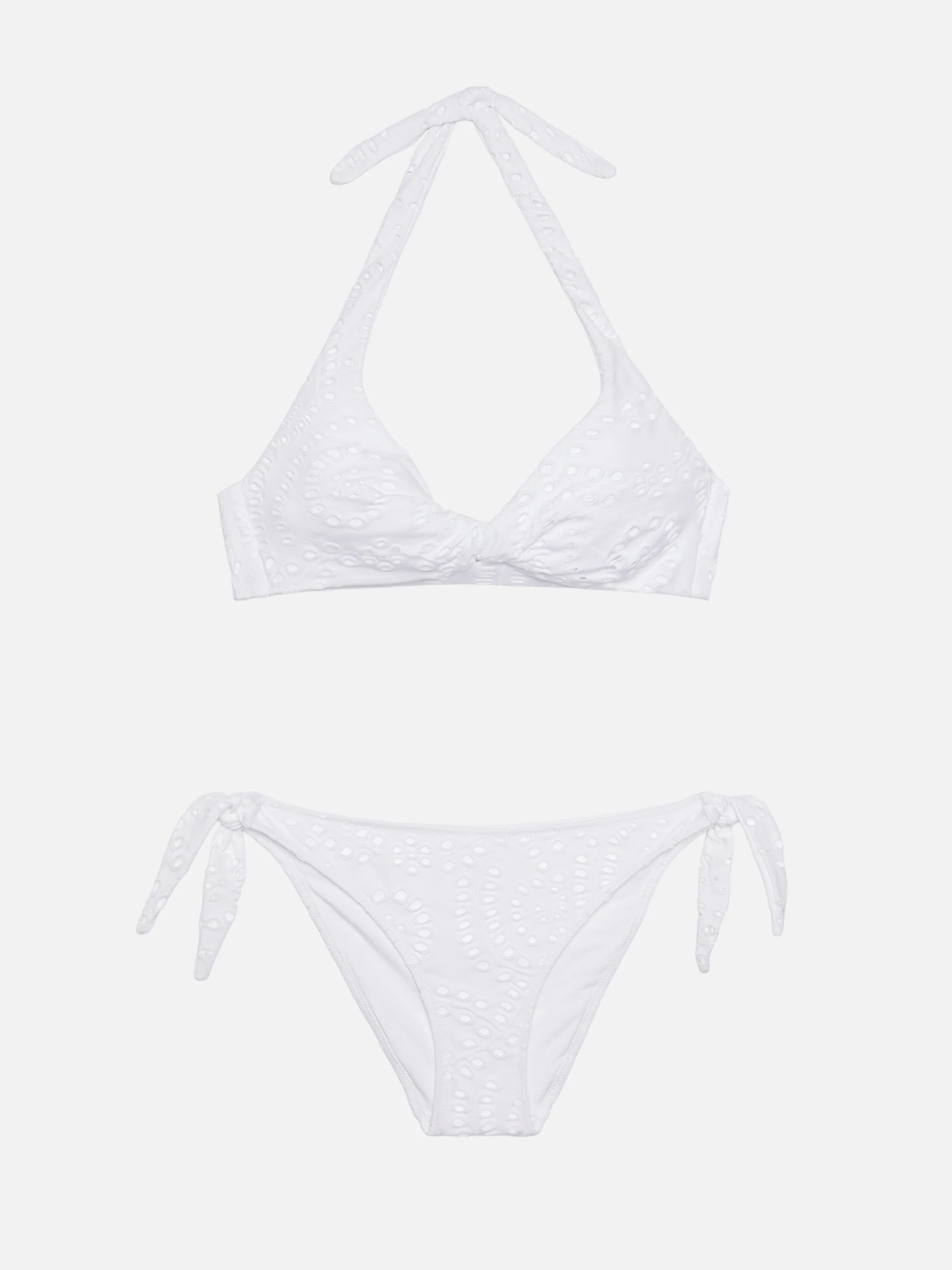 Leda Yali triangle bralette bikini in black sangallo lace